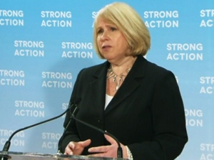 Ontario Health Minister Deb Matthews speaks to reporters in Toronto on Monday, May 7, 2012.