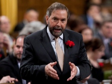 NDP leader Tom Mulcair speaks during Question Period in the House of Commons in Ottawa, Wednesday May 9, 2012. (THE CANADIAN PRESS/Adrian Wyld)