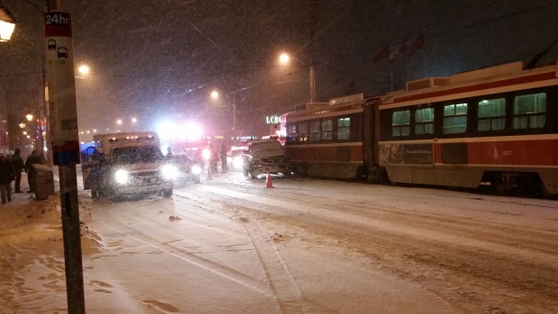 Streetcar collides with truck