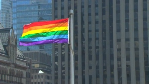 Rainbow flag raised at city hall 