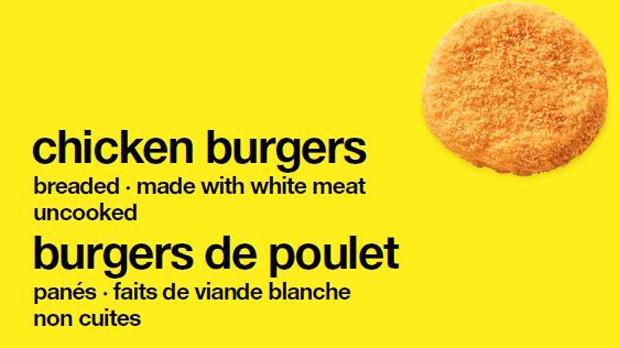 Chicken burgers recalled 