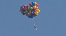  lawn chair, balloons, Stampede 