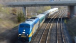 A Via train in motion in Hamilton, Ont., May 3, 2015. (Stephen C. Host/THE CANADIAN PRESS IMAGES)