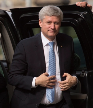 Outgoing prime minister Stephen Harper arrives at his Langevin office in Ottawa, Wednesday, Oct. 21, 2015. THE CANADIAN PRESS/Adrian Wyld