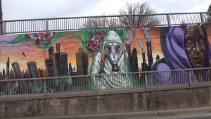 Lawrence underpass mural