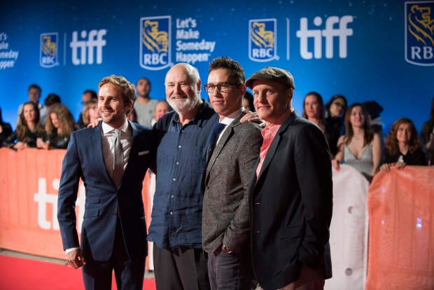 From left, actor Michael Stahl-David, director Rob Reiner and actors Jeffrey Donovan and Woody Harrelson attend the premiere for "LBJ" on day 8 of the Toronto International Film Festival at Roy Thomson Hall on Thursday, Sept. 15, 2016. (Photo by Arthur Mola/Invision/AP)