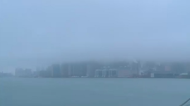 Toronto skyline, fog