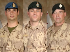 Corporal Dany Olivier Fortin, Corporal Kenneth Chad O'Quinn and Warrant Officer Dennis Raymond Brown, were killed March 3, 2009 during a patrol in the Arghandab District (Canadian Forces Combat Camera)