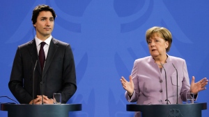 Justin Trudeau and Angela Merkel