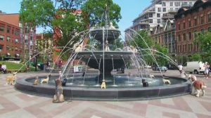 The Berczy Park fountain was redesigned by renowned Montreal landscape architect Claude Cormier who says he modeled it after the dogs who frequent the park. (CTV News Toronto)