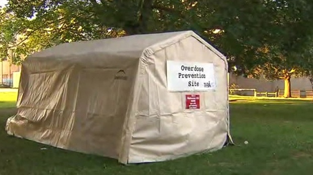 Overdose prevention site tent