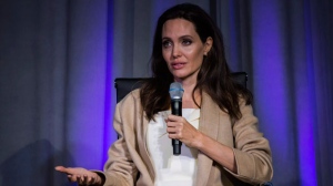 Angelina Jolie speaks at the Women in the World Summit in Toronto, on Monday, September 11, 2017. THE CANADIAN PRESS/Christopher Katsarov