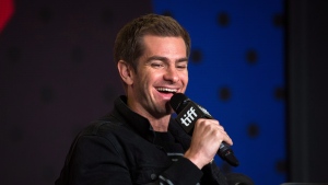 Actor Andrew Garfield speaks during a press conference for the movie "Breathe" at the Toronto International Film Festival on Tuesday, September 12, 2017. THE CANADIAN PRESS/Chris Donovan