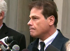 Frank D'Angelo, former brewery owner, speaks with reporters outside the downtown Toronto courts, Tuesday, April 21, 2009.