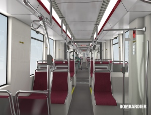 The interior of a new LRV streetcar is seen in this composite image provided by the TTC. (CP24/TTC Handout)
