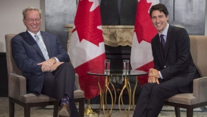 Eric Schmidt and Justin Trudeau