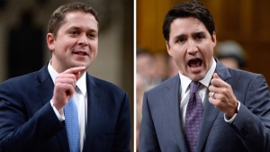 Prime Minister Justin Trudeau and Conservative Leader Andrew Scheer are seen in this composite image. (THE CANADIAN PRESS)