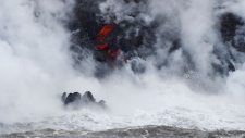 lava flows into ocean