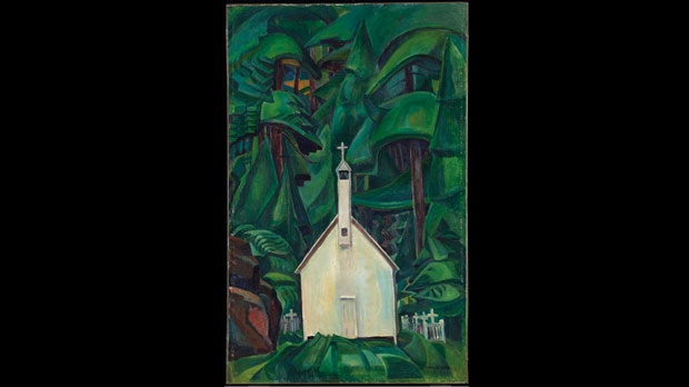 Emily Carr's painting "Church In Yuquot Village"