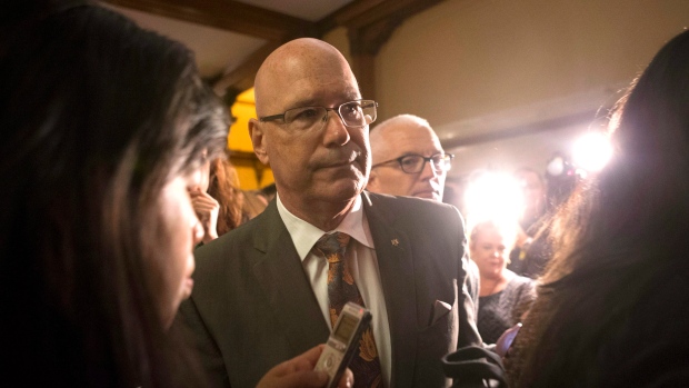 Steve Clark Ontario Minister of municipal affairs turns after scrumming with reporters following Question Period at the Ontario Legislature in Toronto, on Wednesday, September 12, 2018. THE CANADIAN PRESS/Chris Young