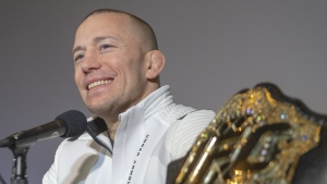 Georges St-Pierre, a two-division UFC champion announces his retirement from the sport Thursday, February 21, 2019 in Montreal.THE CANADIAN PRESS/Ryan Remiorz
