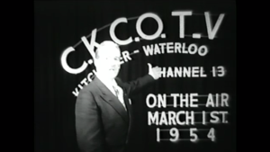 The CKCO TV logo as seen during its first-ever broadcast.