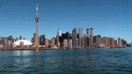 The Toronto skyline is pictured on a warm spring day. 