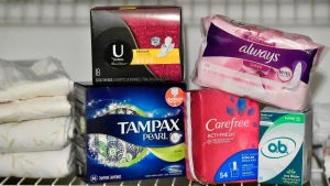 Various menstrual products are seen in this file photo. (AP Photo/Mike Stewart)