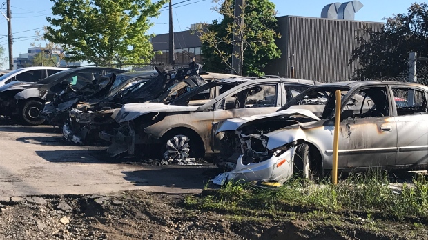 Torched vehicles