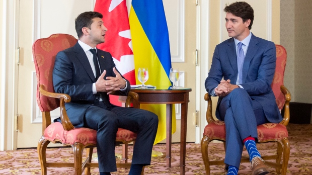 Justoin Trudeau and Volodymyr Zelenskiy