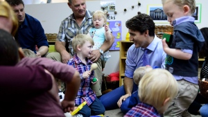 Justin Trudeau with kids