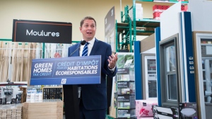 Federal Conservative leader Andrew Scheer makes a campaign announcement in a hardware store in Jonquiere, Que., on Wednesday, September 25, 2019. THE CANADIAN PRESS/Nathan Denette