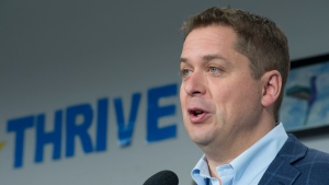 Conservative leader Andrew Scheer makes an announcement during a campaign stop at the Abilities Centre in Whitby, On. Monday, September, 30, 2019. THE CANADIAN PRESS/Jonathan Hayward