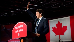 Liberal leader Justin Trudeau celebrates at Liberal election headquarters in Montreal on Tuesday, Oct. 22, 2019. THE CANADIAN PRESS/Sean Kilpatrick