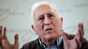 In this file photo dated Wednesday, March 11, 2015, showing Jean Vanier, the founder of L'ARCHE, an international network of communities where people with and without intellectual disabilities live and work together, in central London. (AP Photo/Lefteris Pitarakis, FILE)