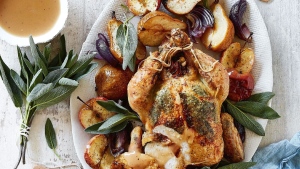 Roasted Chicken With Apple Herb Stuffing