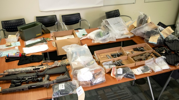 Seized guns and drugs