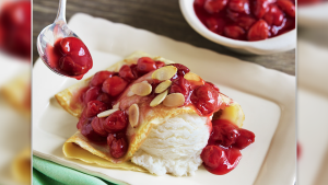  Crêpes with Ice Cream and Cherry Topping 