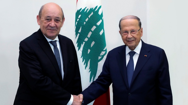 Jean-Yves Le Drian, Michel Aoun
