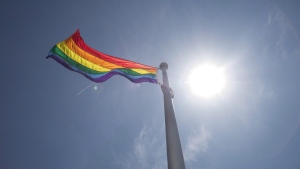 A rainbow flag flies at Toronto City Hall in Toronto on Tuesday, May 31, 2016. (Eduardo Lima / THE CANADIAN PRESS)