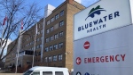The older section of Sarnia's Bluewater Health hospital is seen on Monday, Feb. 8, 2021 (Sean Irvine / CTV News)