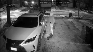 Thieves break into a Lexus in a GTA driveway in this surveillance footage released by York Regional Police. (Handout)