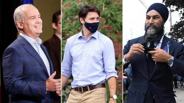Composite; Trudeau, O'Toole and Singh