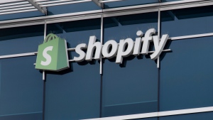 A sign is seen outside the Shopify headquarters in Ottawa, Tuesday September 1, 2020. THE CANADIAN PRESS/Adrian Wyld 