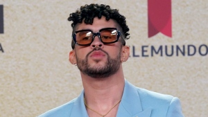 Bad Bunny arrives at the Billboard Latin Music Awards on Thursday, Sept. 23, 2021, at the Watsco Center in Coral Gables, Fla. (AP Photo/Marta Lavandier)