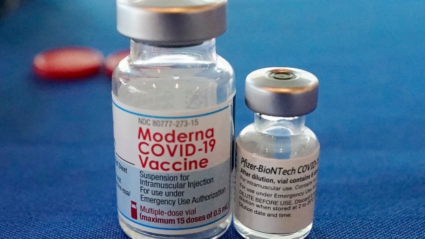 Moderna and Pfizer vials