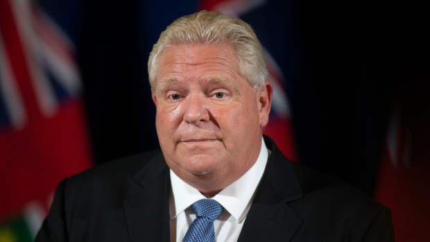 Ontario Premier Doug Ford attends a press briefing in Toronto, Friday, Oct. 22, 2021. THE CANADIAN PRESS/Chris Young
