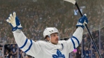 Toronto Maple Leafs centre Auston Matthews (34) celebrates his goal during second period NHL action against the Boston Bruins in Toronto on Saturday November 6, 2021. THE CANADIAN PRESS/Frank Gunn