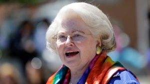 Attorney Sarah Weddington speaks during a women's rights rally on Tuesday, June 4, 2013, in Albany, N.Y. Weddington, who at 26 successfully argued the landmark abortion rights case Roe v. Wade before the U.S. Supreme Court, died Sunday, Dec. 26, 2021. She was 76. (AP Photo/Mike Groll, File) 