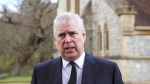 FILE - In this Sunday, April 11, 2021, file photo, Britain's Prince Andrew speaks. during a television interview at the Royal Chapel of All Saints at Royal Lodge, Windsor, England, Sunday, April 11, 2021. (Steve Parsons/Pool Photo via AP, File) 